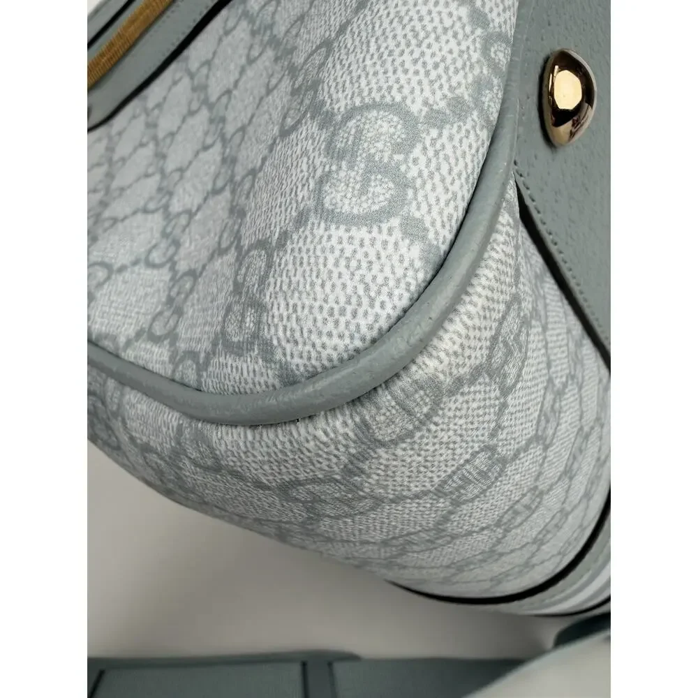 Gucci Ophidia Medium Duffle Bag in Blue GG Supreme Canvas and Leather